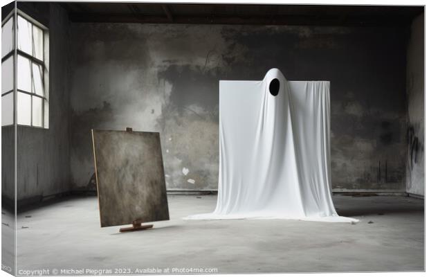 A ghost in an old room created with generative AI technology. Canvas Print by Michael Piepgras