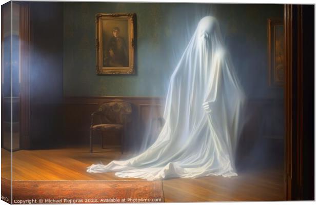 A ghost in an old room created with generative AI technology. Canvas Print by Michael Piepgras