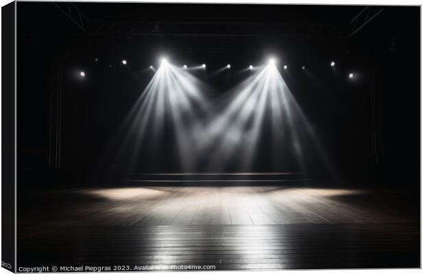 A stage with spotlight created with generative AI technology. Canvas Print by Michael Piepgras