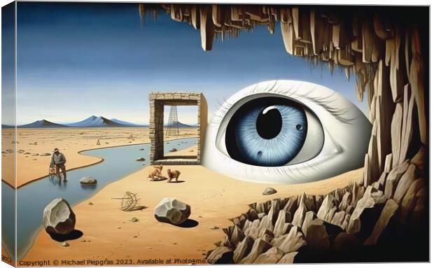 A surreal artwork of humans and landscapes created with generati Canvas Print by Michael Piepgras