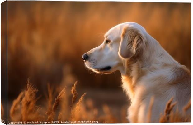 Portrait of a cute golden retriever dog created with generative  Canvas Print by Michael Piepgras