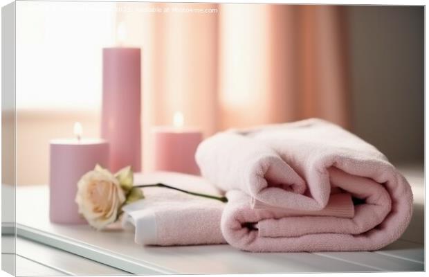Spa towel and candle concept created with generative AI technolo Canvas Print by Michael Piepgras