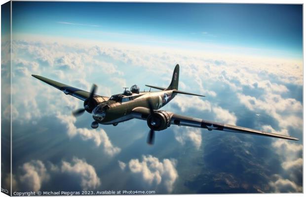 World war 2 aircraft in the sky created with generative AI techn Canvas Print by Michael Piepgras