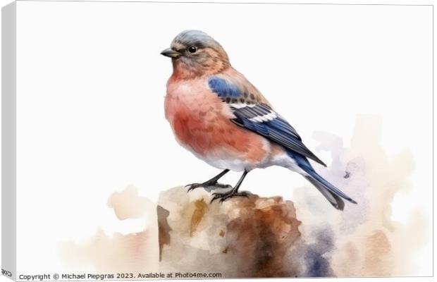 Watercolor linnet on a white background created with generative  Canvas Print by Michael Piepgras