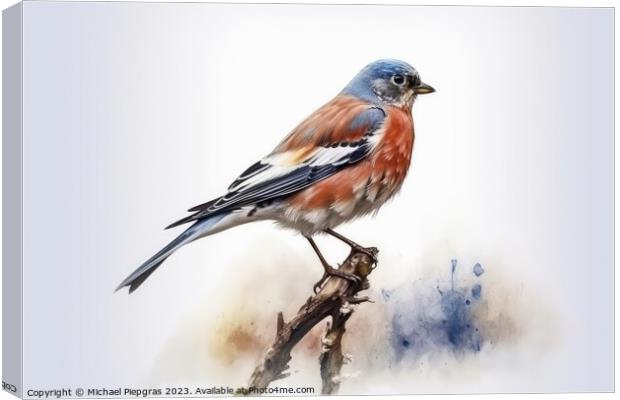 Watercolor linnet on a white background created with generative  Canvas Print by Michael Piepgras