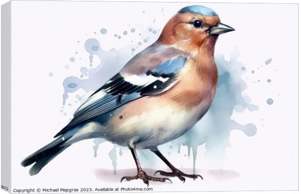Watercolor chaffinch on a white background created with generati Canvas Print by Michael Piepgras