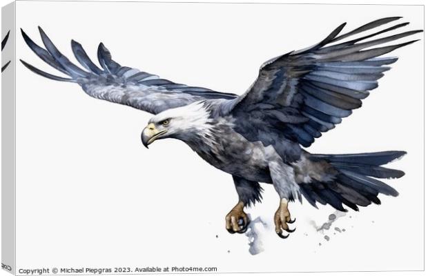 Watercolor painted sea eagle on a white background. Canvas Print by Michael Piepgras