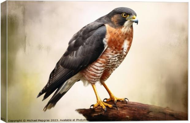 Watercolor painted sparrowhawk on a white background. Canvas Print by Michael Piepgras