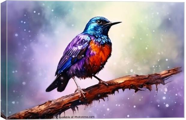 Watercolor painted starling on a white background. Canvas Print by Michael Piepgras