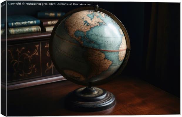 An old globe showing planet earth created with generative AI tec Canvas Print by Michael Piepgras