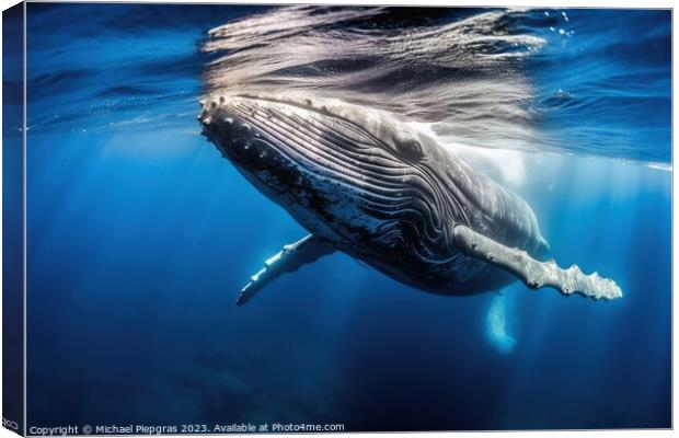Diving with humpback whales created with generative AI technolog Canvas Print by Michael Piepgras