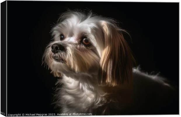 Portrait of a cute Malteser dog created with generative AI techn Canvas Print by Michael Piepgras