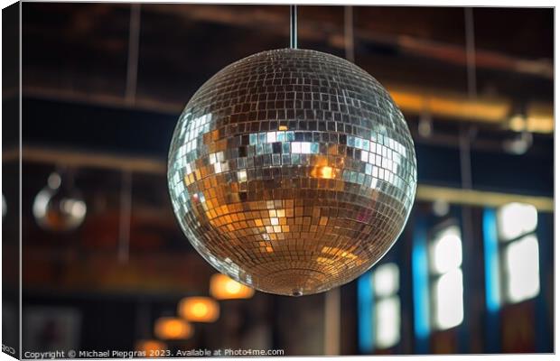 An 80s disco ball made of little mirrors created with generative Canvas Print by Michael Piepgras