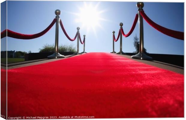 Red carpet low angle view created with generative AI technology. Canvas Print by Michael Piepgras