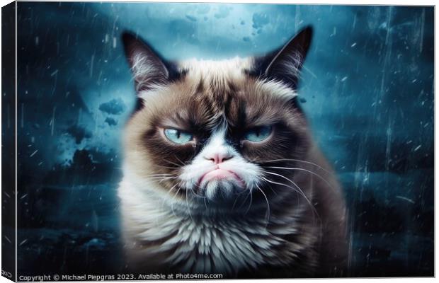 A Surreal grumpy cat created with generative AI technology. Canvas Print by Michael Piepgras