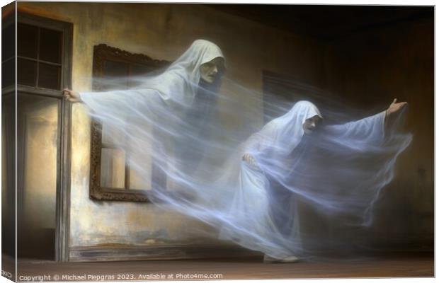 A ghost in an old room created with generative AI technology. Canvas Print by Michael Piepgras