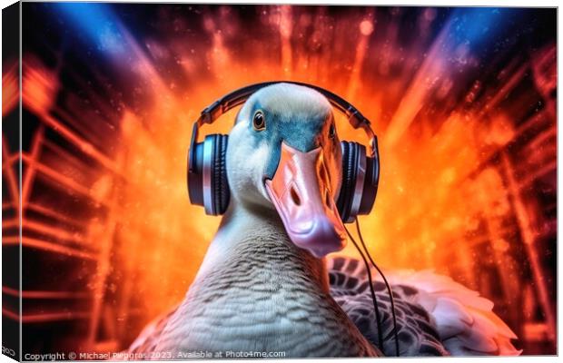A goose as a Discjockey created with generative AI technology. Canvas Print by Michael Piepgras
