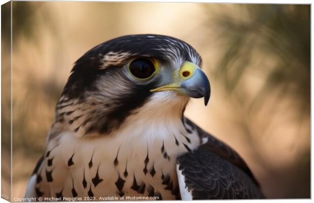A wild falcon in a close up view created with generative AI tech Canvas Print by Michael Piepgras