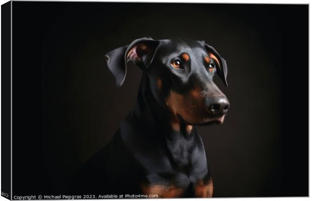 Portrait of a cute doberman dog created with generative AI techn Canvas Print by Michael Piepgras