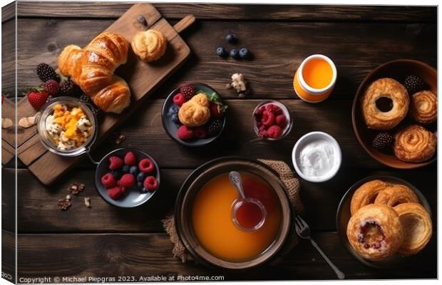 Top view of a tasty breakfast with copy space created with gener Canvas Print by Michael Piepgras