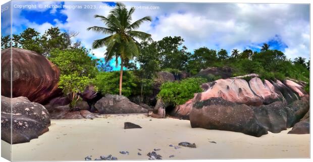 Stunning high resolution beach panorama taken on the paradise is Canvas Print by Michael Piepgras
