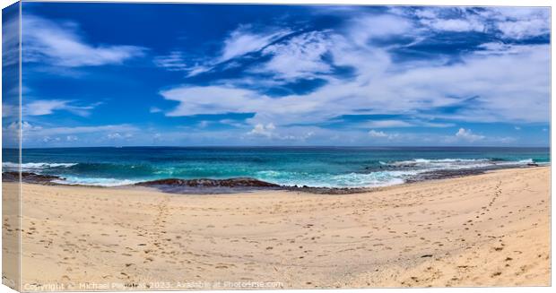 Stunning high resolution beach panorama taken on the paradise is Canvas Print by Michael Piepgras