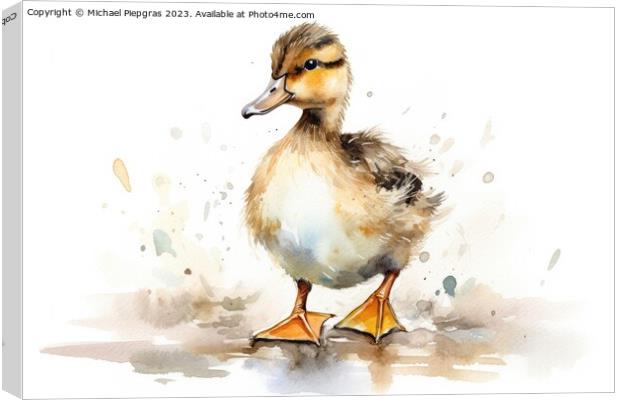 Watercolor painting of a duckling Canvas Print by Michael Piepgras