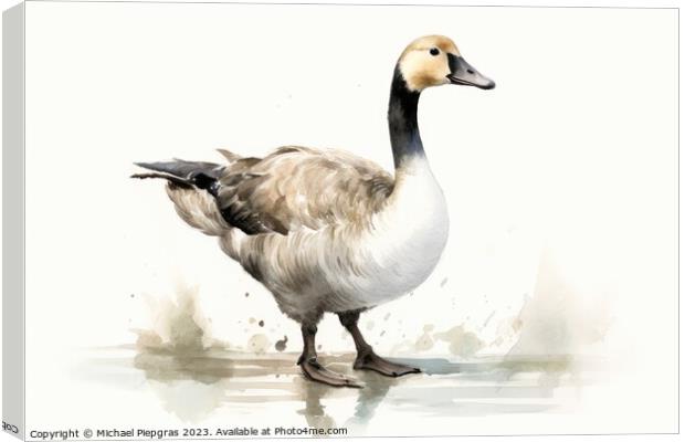 Watercolor painting of a goose on a white background. Canvas Print by Michael Piepgras