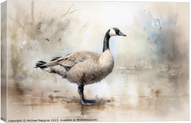 Watercolor painting of a goose on a white background. Canvas Print by Michael Piepgras