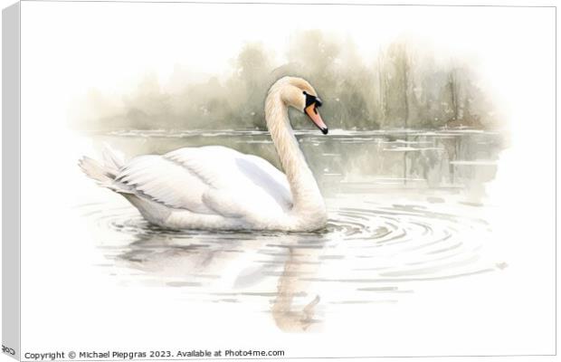 Watercolor painting of a swan on a white background. Canvas Print by Michael Piepgras