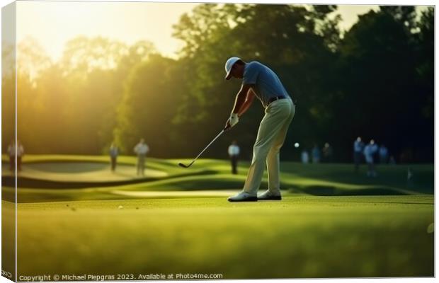 A golf player on the green created with generative AI technology Canvas Print by Michael Piepgras