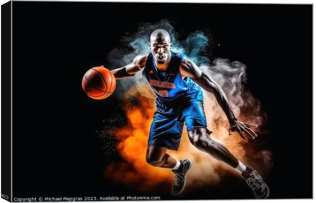 A professional basketball player in an action shot created with  Canvas Print by Michael Piepgras
