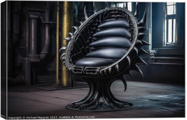 A chair in demonic industrial style created with generative AI t Canvas Print by Michael Piepgras