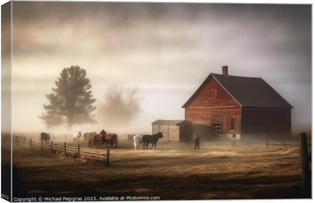 Working on a farm created with generative AI technology. Canvas Print by Michael Piepgras