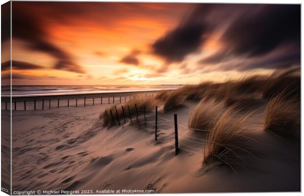A beach in europe at sunset long time exposure. Canvas Print by Michael Piepgras