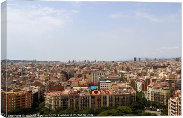 Aerial view of beautiful city Barcelona in sunny summer weather. Canvas Print by Michael Piepgras