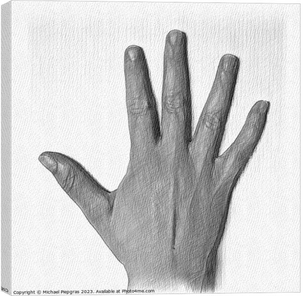 A pencil drawing of a human hand showing gestures. Canvas Print by Michael Piepgras