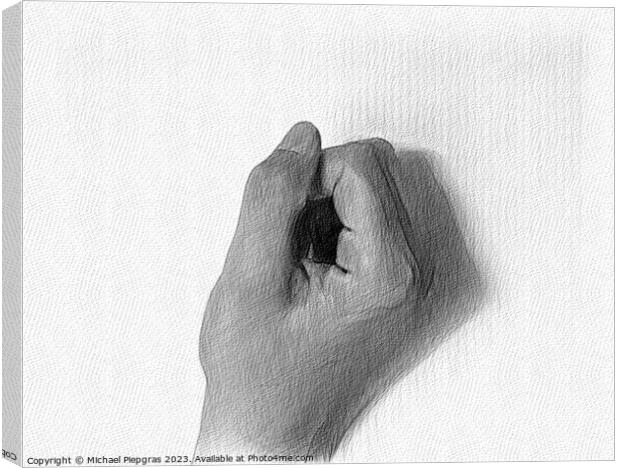 A pencil drawing of a human hand showing gestures. Canvas Print by Michael Piepgras