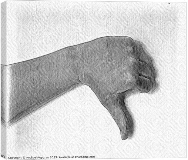 A pencil drawing of a human hand showing gestures. Canvas Print by Michael Piepgras