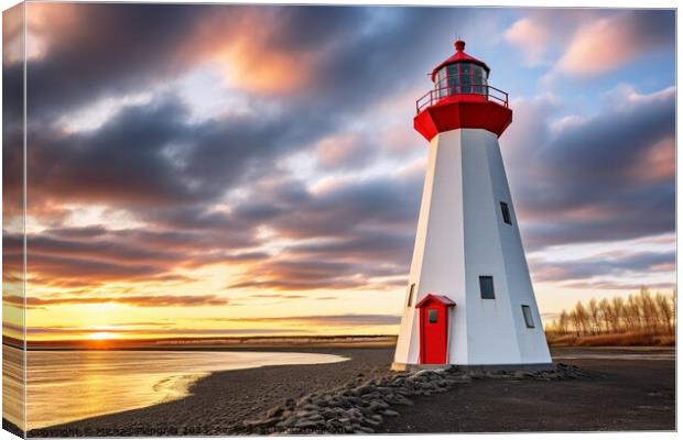 A beautiful shot of a lighthouse on a coastline. Canvas Print by Michael Piepgras