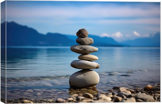 Balance of nature represented with stones and water. Canvas Print by Michael Piepgras