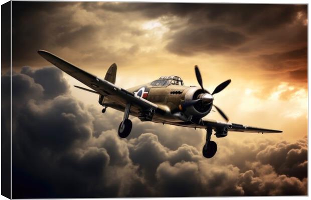 A second world war plane in the dramatic sky. Canvas Print by Michael Piepgras