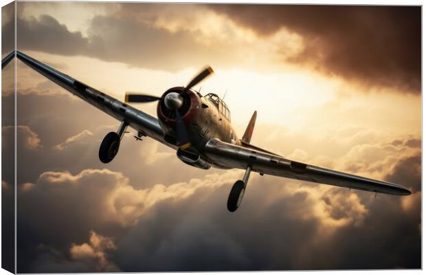 A second world war plane in the dramatic sky. Canvas Print by Michael Piepgras
