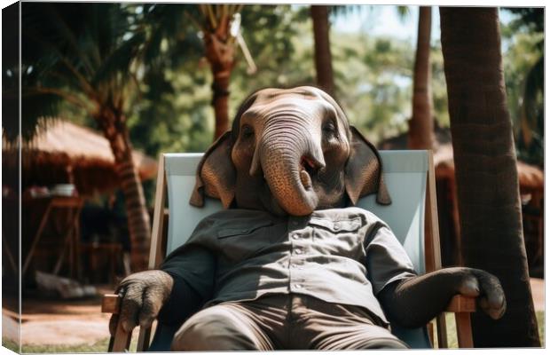 Elephant chilling and having a good time wearing sunglasses. Canvas Print by Michael Piepgras