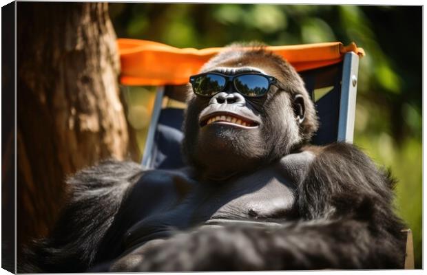 Gorilla chilling and having a good time. Canvas Print by Michael Piepgras