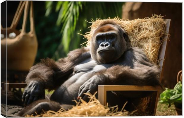 Gorilla chilling and having a good time. Canvas Print by Michael Piepgras