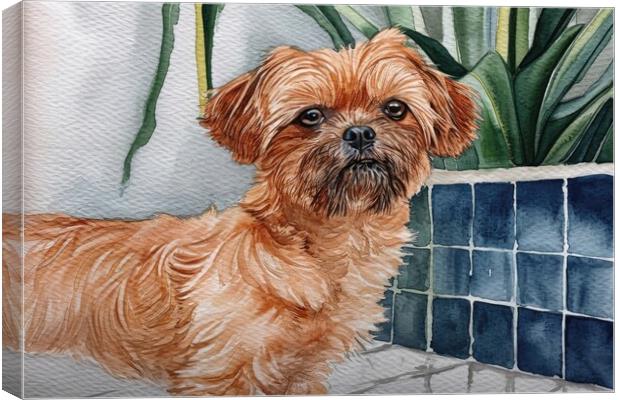 A beautiful watercolor painting of a cute dog. Canvas Print by Michael Piepgras