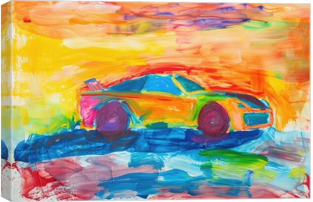 A childs painting of a fast car. Canvas Print by Michael Piepgras