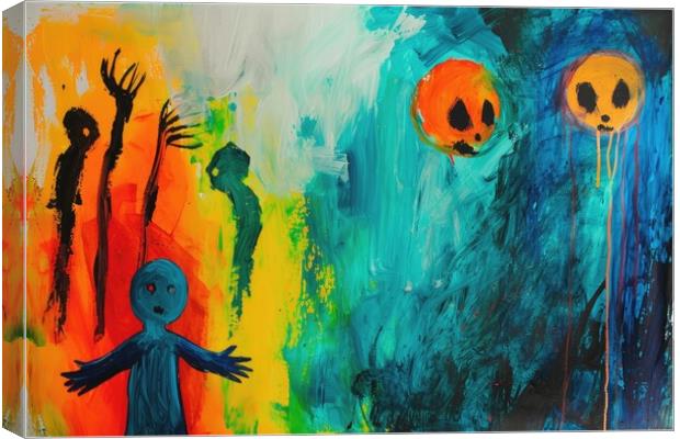 A childs painting of its scaring dreams. Canvas Print by Michael Piepgras