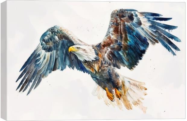 Watercolor of a sea eagle on white. Canvas Print by Michael Piepgras